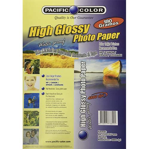 PAPEL FOTOGRÁFICO 180 GR 20 HOJAS PACIFIC COLOR