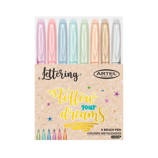 MARCADORES BRUSH PEN 8 UN METALIZADOS ARTEL