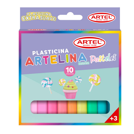 PLASTICINA 10 COLORES PASTEL ARTEL
