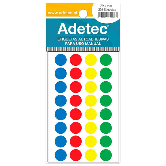 ETIQUETA MANUAL CIRCULAR COLORES 15 MM ADETEC
