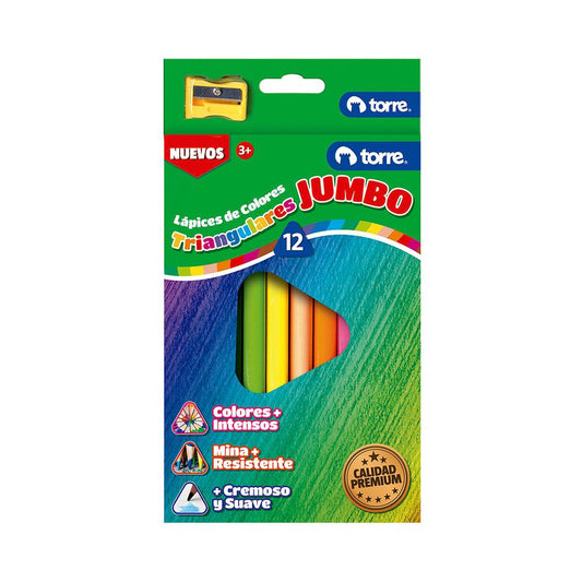 LAPICES JUMBO 12 COLORES TRIANGULARES TORRE