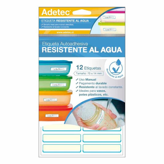 ETIQUETA RESISTENTE AL AGUA 12 UN ADETEC