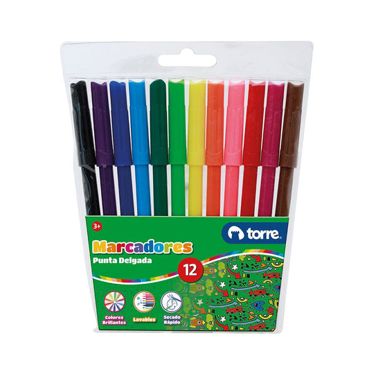 MARCADORES 12 COLORES TORRE
