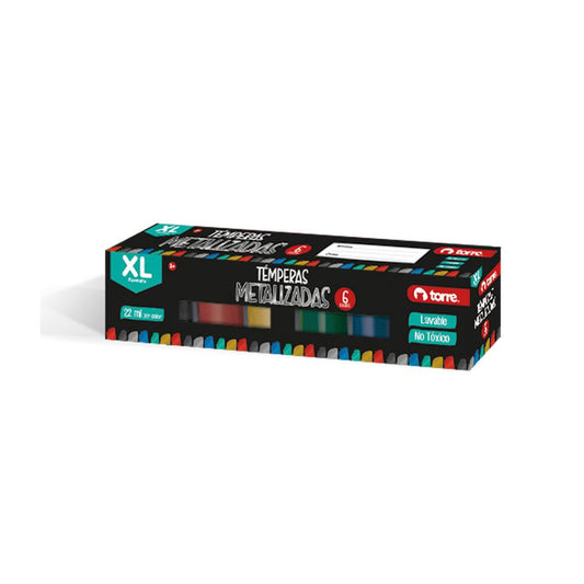 TEMPERA METALICAS 6 COLORES 22 ML TORRE