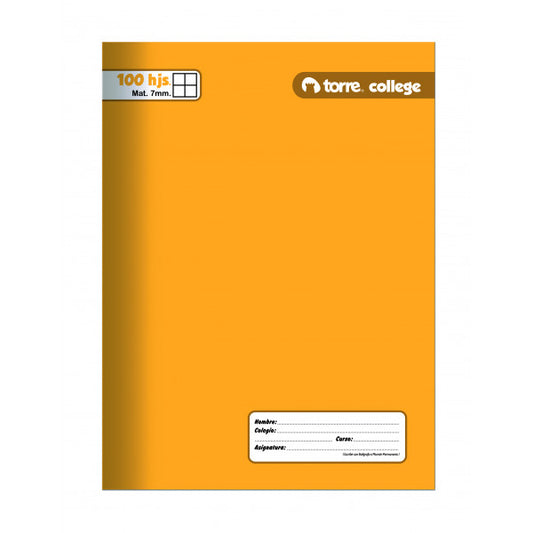 CUADERNO COLLEGE 100 HOJAS 7MM  TORRE