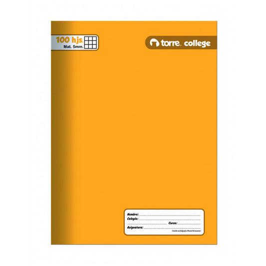 CUADERNO COLLEGE 100 HOJAS 5MM TORRE