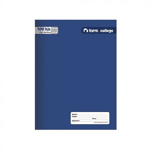 CUADERNO COLLEGE 100 HOJAS CALIGRAFIA VERTICAL TORRE