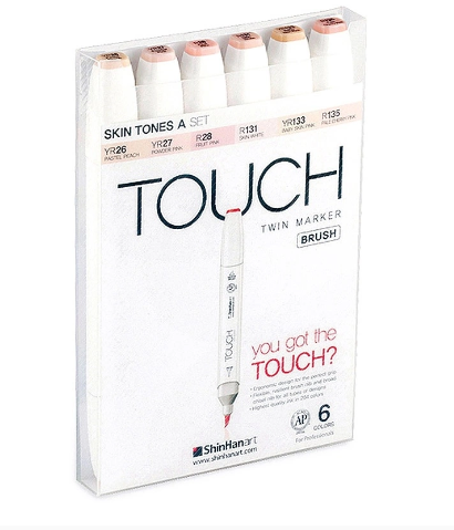 MARCADORES TOUCH TWIN BRUSH 6 COLORES TONOS PIEL